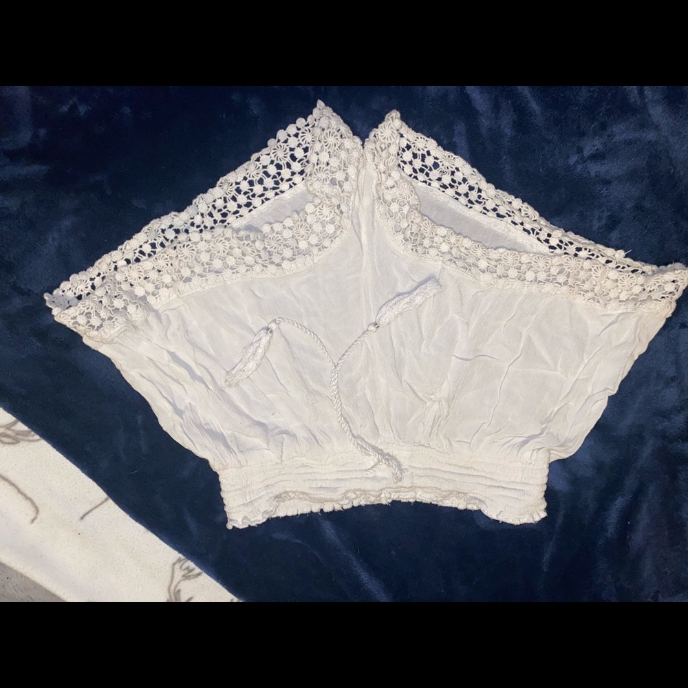 White lace shorts